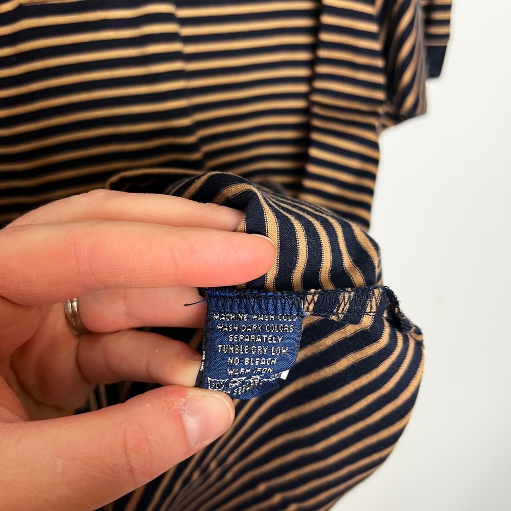 Joey Rodolfo Resort‎ Two Mens Striped Polo Shirts Set of 2 Tan Blue Cream L VTG - Picture 11 of 13